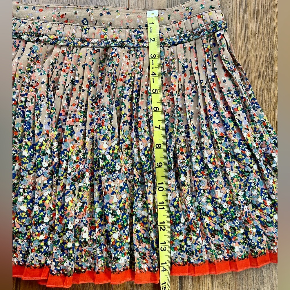 Floral Pleated Skirt with Orange Trim - Picture 4 of 7